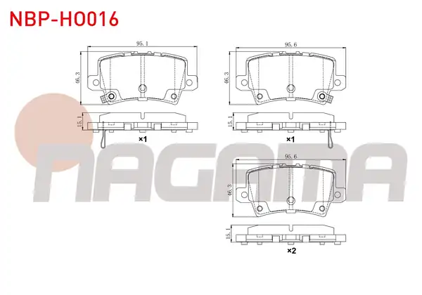 NAGAMA Nbp Ho016 Fren Balata Arka Ikazlı Honda Civic VIII 1 4 2005 2012 Honda Civic VIII 1 8 2005 2012