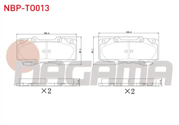 NAGAMA Nbp To013 Fren Balata Ön Ikazlı Toyota Hi Lux Pick Up Tgn1_ Ggn2_ Ggn1_ Kun2_ Kun1_ 2 5 D 4d 2005 2011