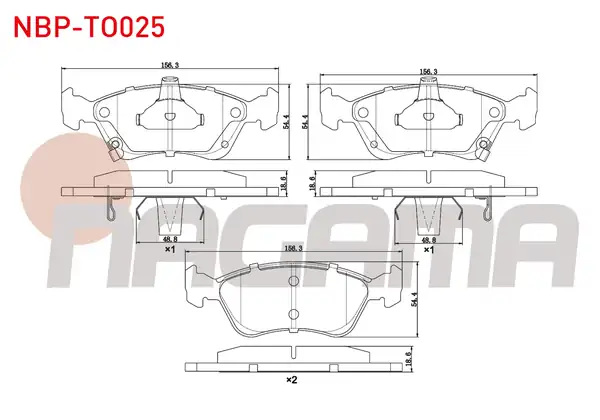 NAGAMA Nbp To025 Fren Balata Ön Ikazlı Toyota Avensis T22 1 6i 1997 2003 Avensis T22 2 0i 1997 2003 Avensis T22 2 0 D 4d 1997 2003