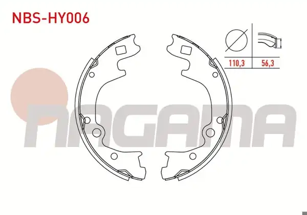 NAGAMA NBS-HY006 | Fren Pabuç Balata Arka 220,6X56,3 mm Hyundai H100