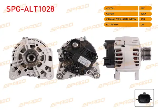 SPAGO Spg Alt1028 Alternatör 12v 120a 6pk Clio IV Megane III Kangoo 08 19 Duster 11 18 1 5 dCi Araclar İçin