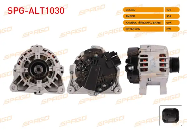 SPAGO Spg Alt1030 Alternatör 12v 90a 6pk Alt886 Partner 206 307 406 407 Berlingo Xsara C4 C5 Benzinli Araclar İçin