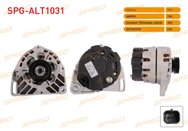 SPAGO Spg Alt1031 Alternatör 12v 70a 3pk Alt875 Clio II III Symbol İ II Twingo 96 06 Logan 1 2 Benzinli Araclar İçin