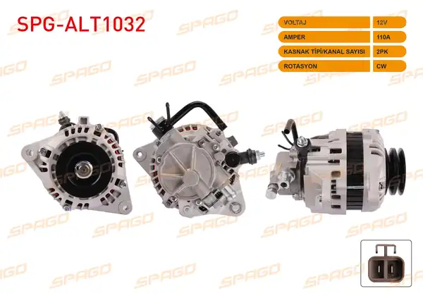SPAGO Spg Alt1032 Alternatör 12v 110a Çift Kasnak Alt576 Starex 97 06 H 1 00 06 Kia K2500 K2700 Kamyonet