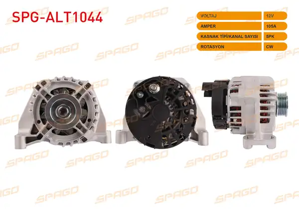 SPAGO Spg Alt1044 Alternatör 12v 105a 5pk Alt441 Punto 00 15 Linea 07 17 Stilo 02 08 Benzinli Ve Klimalı Araclar İçin