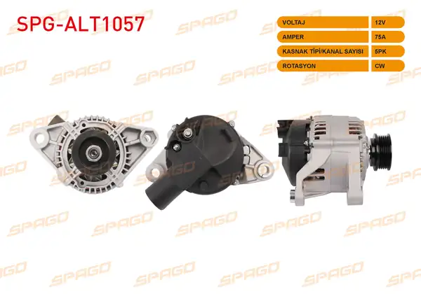SPAGO Spg Alt1057 Alternatör 12v 75a 5pk Alt470 Palio 1 6 96 02 Dogan SLX Hidrolik Direksiyon Brava 1 6 95 01
