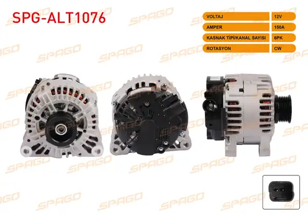 SPAGO Spg Alt1076 Alternatör 12v 150a 6pk Alt887 307 00 08 Partner 2 0 Hdi 00 08 C3 1 4 Hdi 02 08 Berlingo 2 0 Hdi 00 11