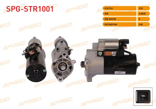 SPAGO Spg Str1001 Marş Motoru 12v 2 0kw 9 Dış Cw Str6602 M12x2 Transporter T5 2 5 TDI 03 11 Lt35 2 5 TDI 96 06