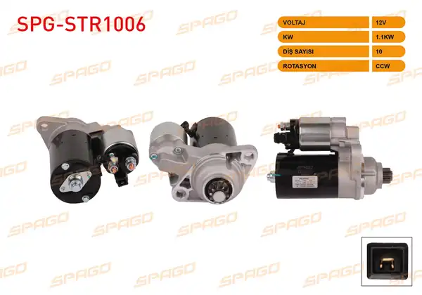 SPAGO Spg Str1006 Marş Motoru B Tipi 12v 1 1kw 10 Dış Ccw Passat B3 B4 Golf III IV Bora İ A3 96 03 Benzinli Araclar İçin