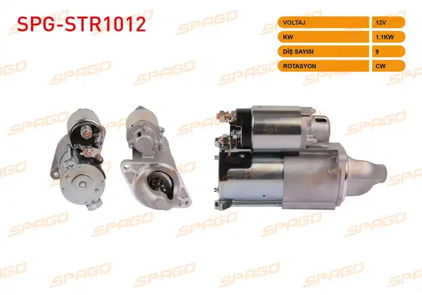 SPAGO Spg Str1012 Marş Motoru 12v 1 1kw 9 Dış Cw Str3063 Astra H J Insignia Zafira Meriva Cruze 09 14 1 6 Benzinli Araclar İçin