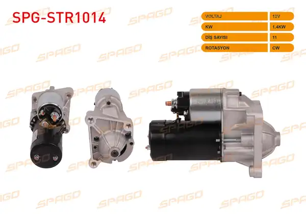 SPAGO Spg Str1014 Marş Motoru 12v 1 4kw 11 Dış Cw Str3050 Renault Megane İ 96 03 Kangoo 97 03 Clio II 98 05 Traffic 95 01