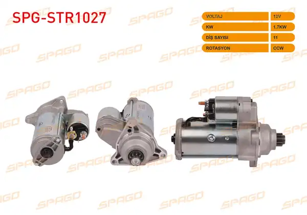 SPAGO Spg Str1027 Marş Motoru V Tipi 12v 1 7kw 11 Dış Ccw Str3100 VW Transporter T4 2 5 TDI 90 03