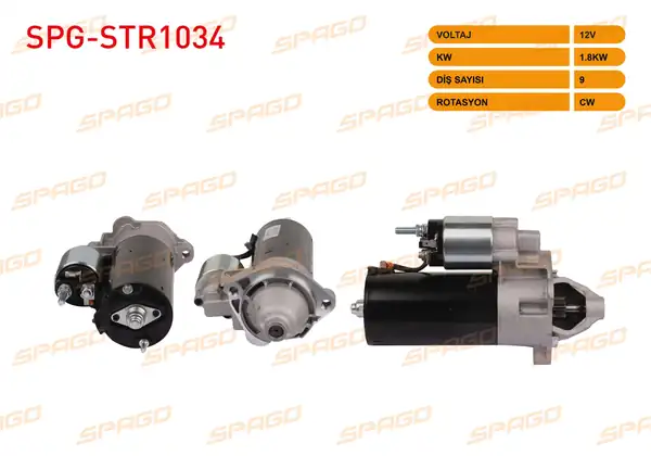 SPAGO Spg Str1034 Marş Motoru 12v 1 8kw 9 Dış Cw Str3115 Passat 96 05 A4 00 08 A6 97 05 Superb 01 08 1 9 TDI Araclar İçin