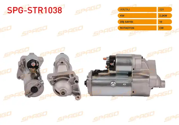 SPAGO Spg Str1038 Marş Motoru 12v 2 2kw 10 Dış Cw Str3087 Master 98 10 Laguna 01 07 Movano 00 10 2 2 2 5 dCi Araclar İçin