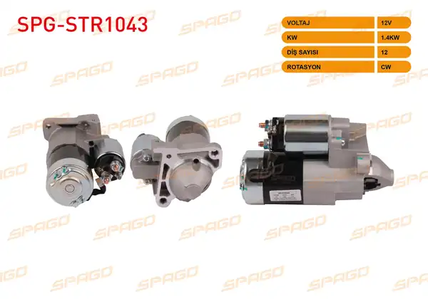 SPAGO Spg Str1043 Marş Motoru 12v 1 4kw 12 Dış Cw Str6075 Clio II III Megane II Kangoo Sandero Logan 1 5 dCi Araclar İçin