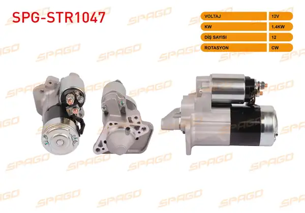 SPAGO Spg Str1047 Marş Motoru 12v 1 4kw 12 Dış Cw Str6080 Clio II III IV Megane II III Kangoo 1 5 dCi Araclar İçin