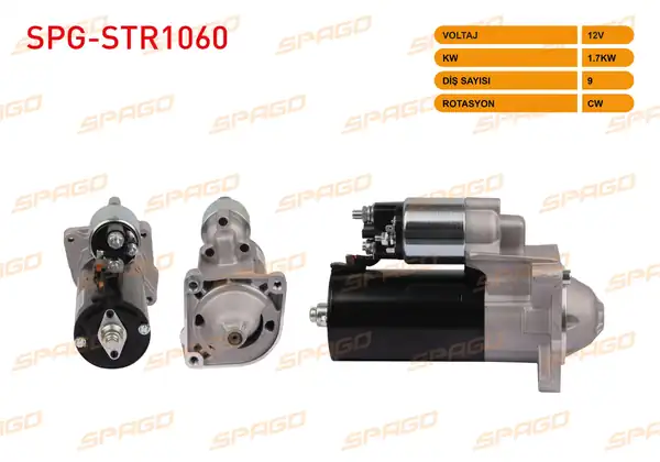 SPAGO Spg Str1060 Marş Motoru 12v 1 7kw 9 Dış Cw Str5176 Fiat Ducato 2 3 Mjt 06 Karsan J10 Jest