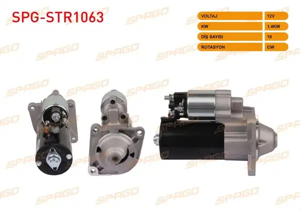 SPAGO SPG-STR1063 | Marş Motoru 12V 1.4Kw 11 Dıs (Str5167) Egea 15-20-Linea 09-15-Doblo 10-23-Ducato 11-(1.6 2.0 Mjt Araclar İçin)