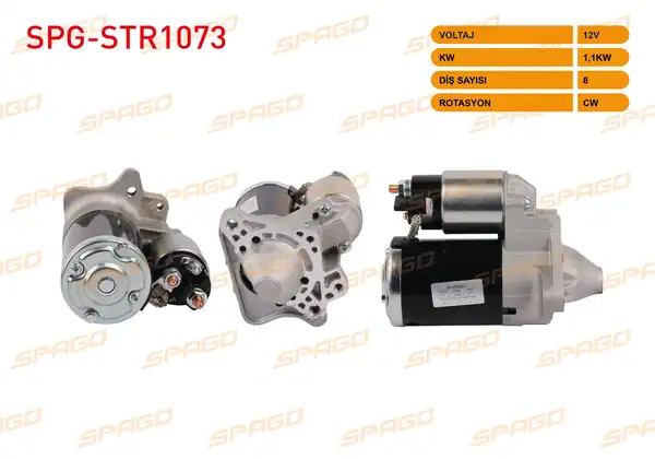 SPAGO Spg Str1073 Marş Motoru 12v 0 85kw 8 Dış Cw Clio III 05 14 Modus 04 10 Benzinli Araclar İçin