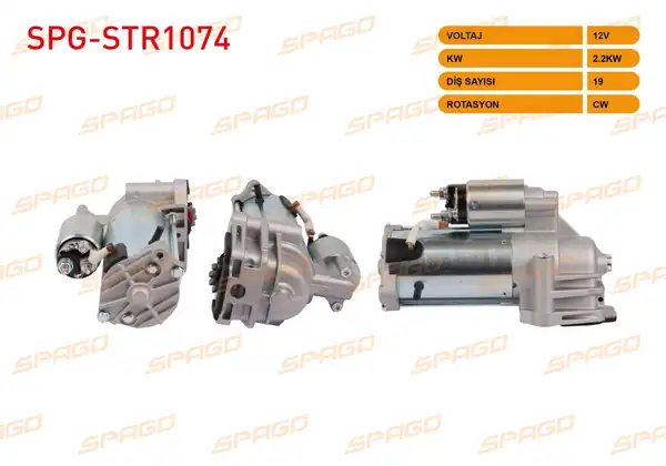 SPAGO Spg Str1074 Marş Motoru 12v 2 2kw 19 Dış Cw Str5230 Transit 2 0 2 4 D 00 14 Mondeo III 00 07 Jaguar X Type İ 2 0 2 2 D