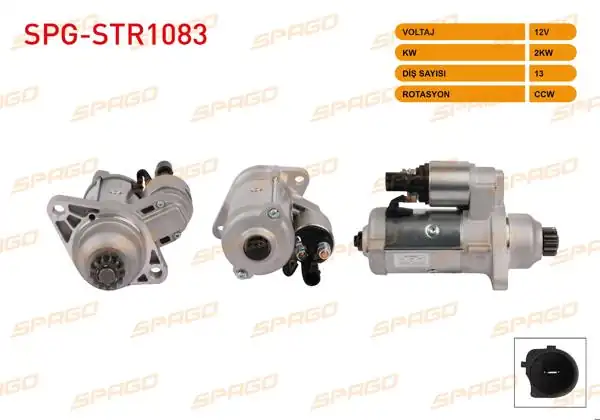 SPAGO SPG-STR1083 | Marş Motoru (V Tipi) 12V 2Kw 13 Dıs Ccw (Str3478) Passat B7