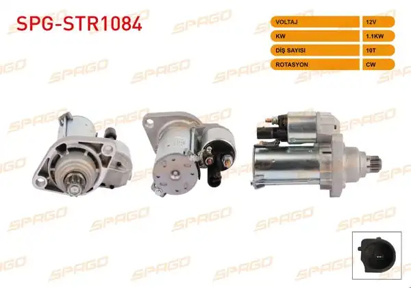 SPAGO SPG-STR1084 | Marş Motoru 12V 1.1Kw 10 Dıs Ccw (Str3342) Passat B6-Golf V VI-Jetta III-Tiguan (Benzinli Araclar İçin)