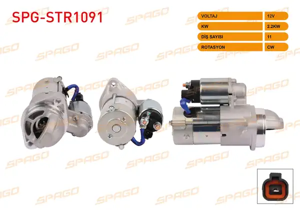 SPAGO Spg Str1091 Marş Motoru 12v 2 2kw 11 Dış Cw Str3424 Hyundai H 1 08 12 Kia Bongo 12 2 5 CRDI Araclar İçin