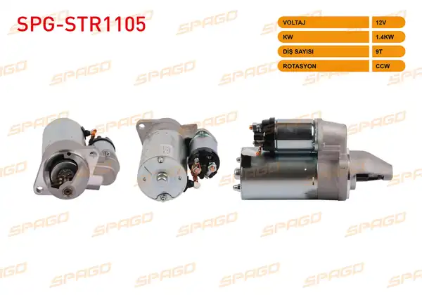 SPAGO Spg Str1105 Marş Motoru 12v 1 4kw 9 Dış Ccw Str6044 Lada Vega 1 5 99 06 Samara 1 5 93 03