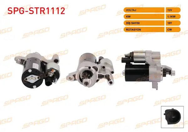 SPAGO SPG-STR1112 | Marş Motoru 12V 1.1Kw 10 Dıs Cw A4 08-15-A5 07-17-A6 11-18 / Macan 14-18 (Benzinli Araclar İçin)