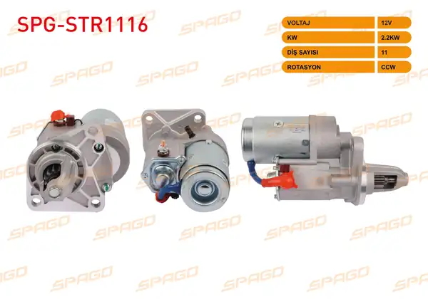 SPAGO Spg Str1116 Marş Motoru 12v 2 2kw 11 Dış Ccw Str6180 Kia Bongo K2700 2 7 D 99 Pregıo 2 7 D 97
