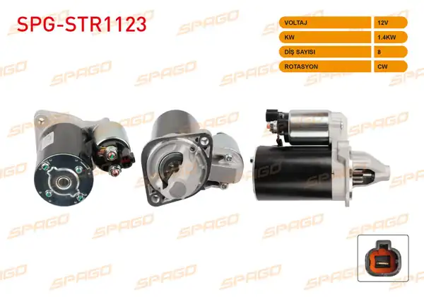 SPAGO SPG-STR1123 | Marş Motoru 12V 1.4Kw 8 Dıs Cw (Str3422) Hyundai i30 07-06- i20 08-15 / Kia Ceed 06-18 (Benzinli Araclar İçin)