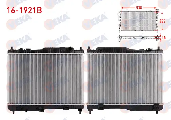 VEKA 16-1921B | Su Radyatörü Brazing Ford Fiesta Vıı 1.4 TDCI M-T Ac + /-2012-/ Courıer 1.5 TDCI, 1.6 TDCI 2014 -