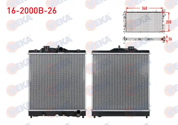 VEKA 16-2000B-26 | Su Radyatörü Brazing Honda Civic VI 1 6i M T Ac Kalınlık 26mm 1995 2001