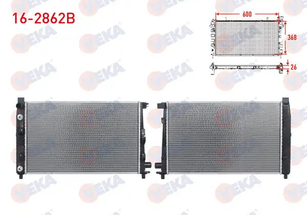 VEKA 16-2862B | Su Radyatörü Brazing Mercedes A Serisi (W168) A 140-A 160-A 160 CDI-A 170-A 170 CDI 1997-2004 / Vaneo (414) 1.6-1.9-1.7 CDI 2002-2005