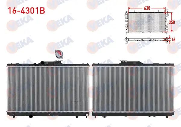 VEKA 16-4301B | Su Radyatörü Brazing Kapaklı Toyota Corolla _e11_ 1 6i Ae111 Ae101 M T 1993 2002
