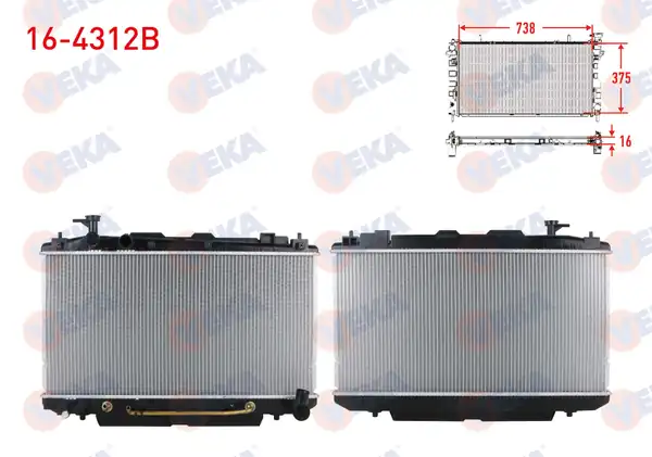 VEKA 16-4312B | Su Radyatörü Brazing Toyota Rav4 II (Cla2_, Xa2_, Zca2_, Aca2_) 2.0 Vvt-I A-T 2000-2006