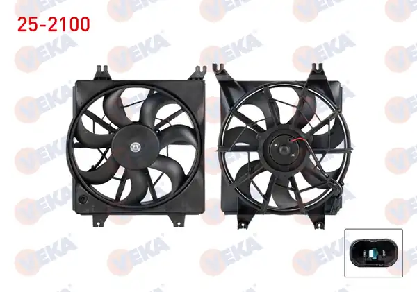 VEKA 25-2100 | Fan Motoru Su Radyatörü Hyundai Accent İ X 3 1 3i Davlumbazlı Tekli 1994 2000
