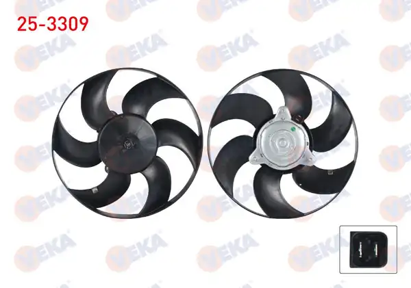 VEKA 25-3309 | Fan Motoru (Motor + Pervane) (Su + Klima) Peugeot 306 (7B,N3,N5) 1.4İ Cap 320mm 1997-2002