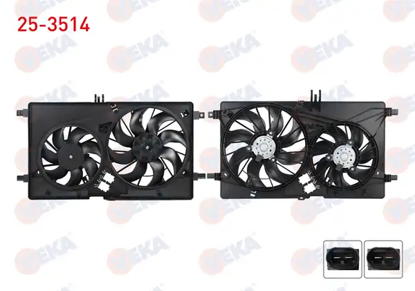 VEKA 25-3514 | Fan Motoru Su Klima Davlumbazlı Çiftli Fan Renault Master III Fv Tek Teker 2 3 dCi 2010