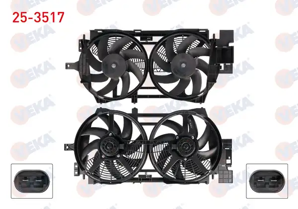 VEKA 25-3517 | Fan Motoru Davlumbazlı Çift Fanlı Renault Laguna 1 6i 16v 1 8i 16v 1 9 dCi 2 0i 16v 2 2 Dt 3 0i 1993 2001