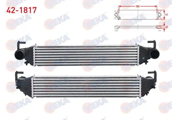 VEKA 42-1817 | Turbo Radyatörü (Intercooler) Fiat 500X 1.3 Mjt-1.4-1.6 Mjt M-T 2014-/ Jeep Renegade 1.4 4X4-1.6 Crd-2.0 Crd 4X4 M-T 2014 -
