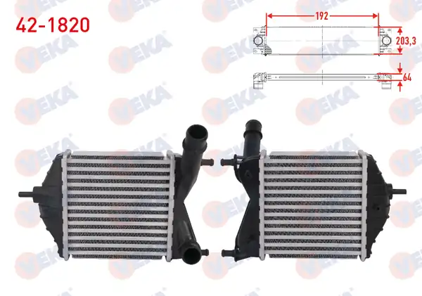 VEKA 42-1820 | Turbo Radyatörü İntercooler Fiat Idea 1 3 D Multijet 70 Hp 2004