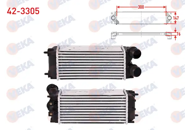 VEKA 42-3305 | Turbo Radyatörü (Intercooler) Kısa Borulu Peugeot Partner Tepee 1.6 HDI 2008 -