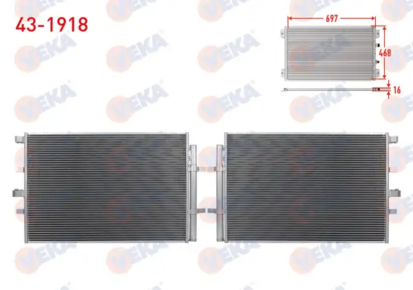VEKA 43-1918 | Klima Radyatörü Ford Transit, Custom V362, V363 2.0 Ecoblue, 2.2 TDCI 2012-2023 M-T