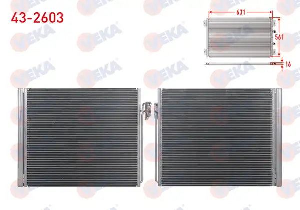 VEKA 43-2603 | Klima Radyatörü Land Rover Range Rover III 4 2 4 4 A T 4x4 2002 2012 Range Rover IV 5 0 V8 A T 4x4 2012