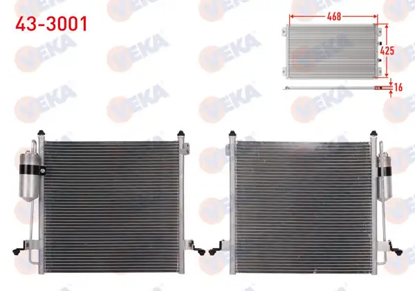 VEKA 43-3001 | Klima Radyatörü Tuplu Mitsubishi L 200 (Kbt,Kat) 2.5 Dıd 2005-(Eskı Tip, Kısa)
