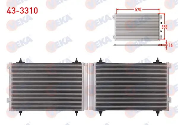 VEKA 43-3310 | Klima Radyatörü Peugeot 307 (3A / C) 1.6 HDI 2000-2007