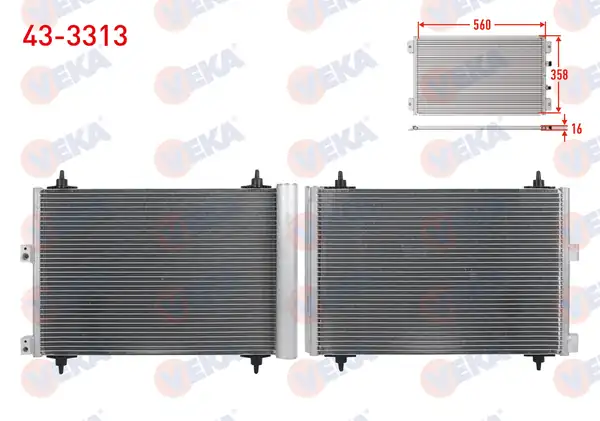 VEKA 43-3313 | Klima Radyatörü Peugeot Partner 5f 1 6 Hdi M T 2002 2008