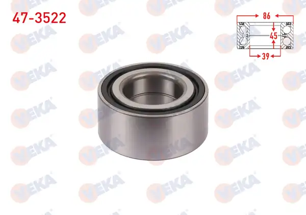 VEKA 47-3522 | Ön Tekerlek Rulmanı Sol Sağ ABS Okuyuculu 45x86x39 Renault