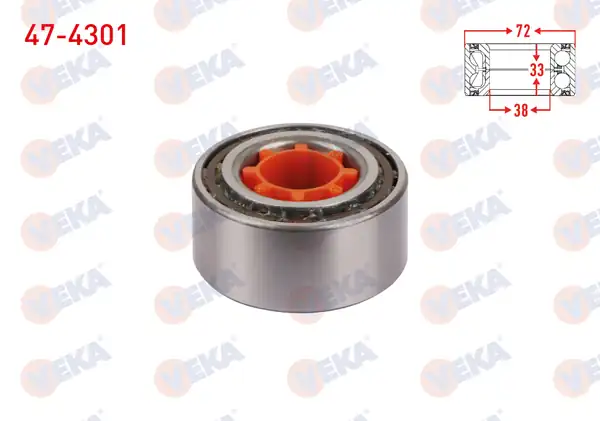 VEKA 47-4301 | Ön Tekerlek Rulmanı Sol Sağ 38x72x36 33 Toyota Corolla 1 3i 1 6i 1992 1997 Corolla 1 4i 1 6i 1997 2002